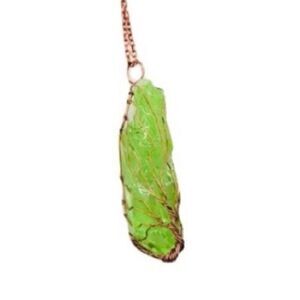 Pale Green Quartz Crystal Pendant Lot Wire Wrapped Necklaces Reseller Bundle of